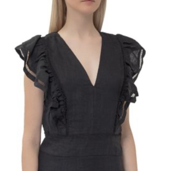 Isabel Marant Etoile April Linen Ruffle Crop Top Blouse 36/ US 4 - Picture 2 of 9